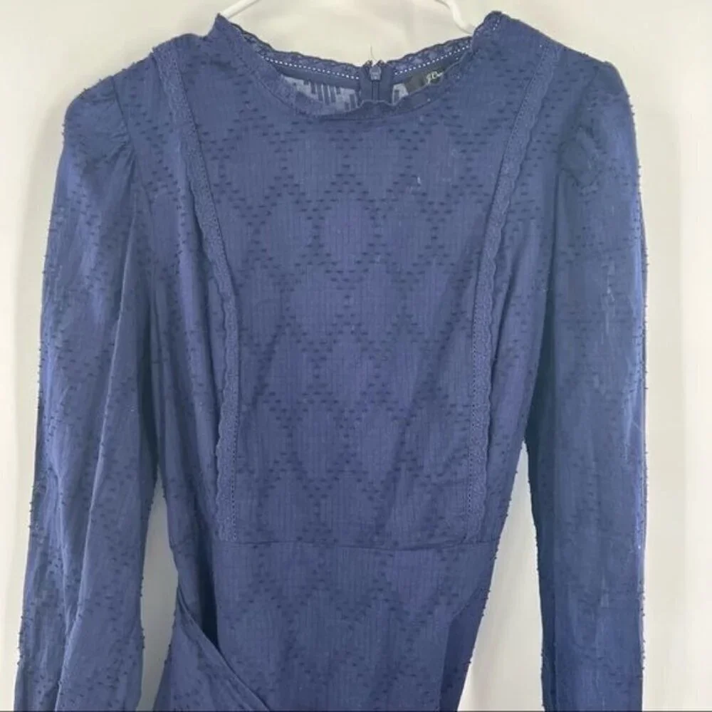J. Crew blue cotton faux wrap dress size S